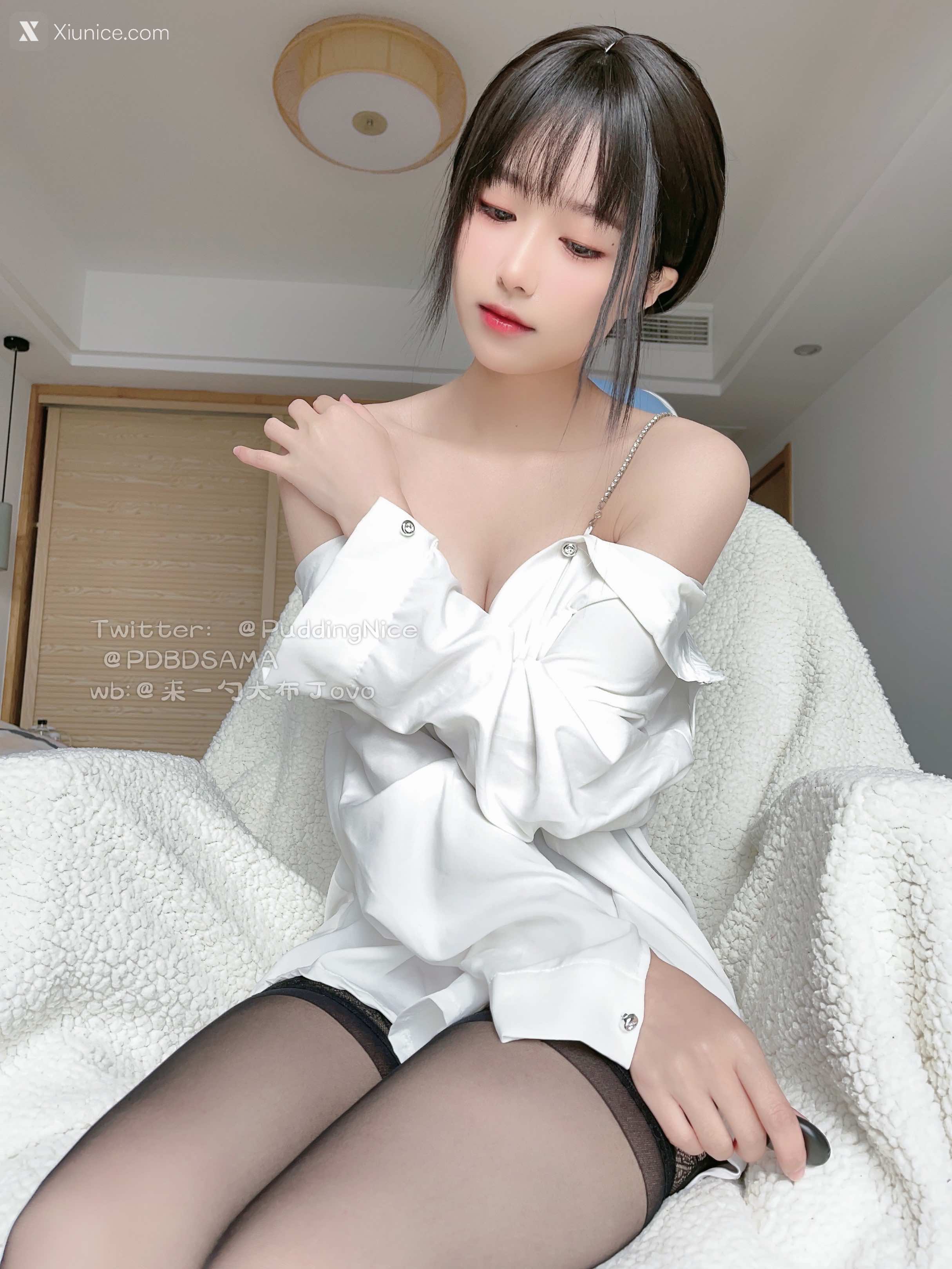 布丁大法 Pudding Dafa Xiunice.com 衬衫吊带黑丝 2
