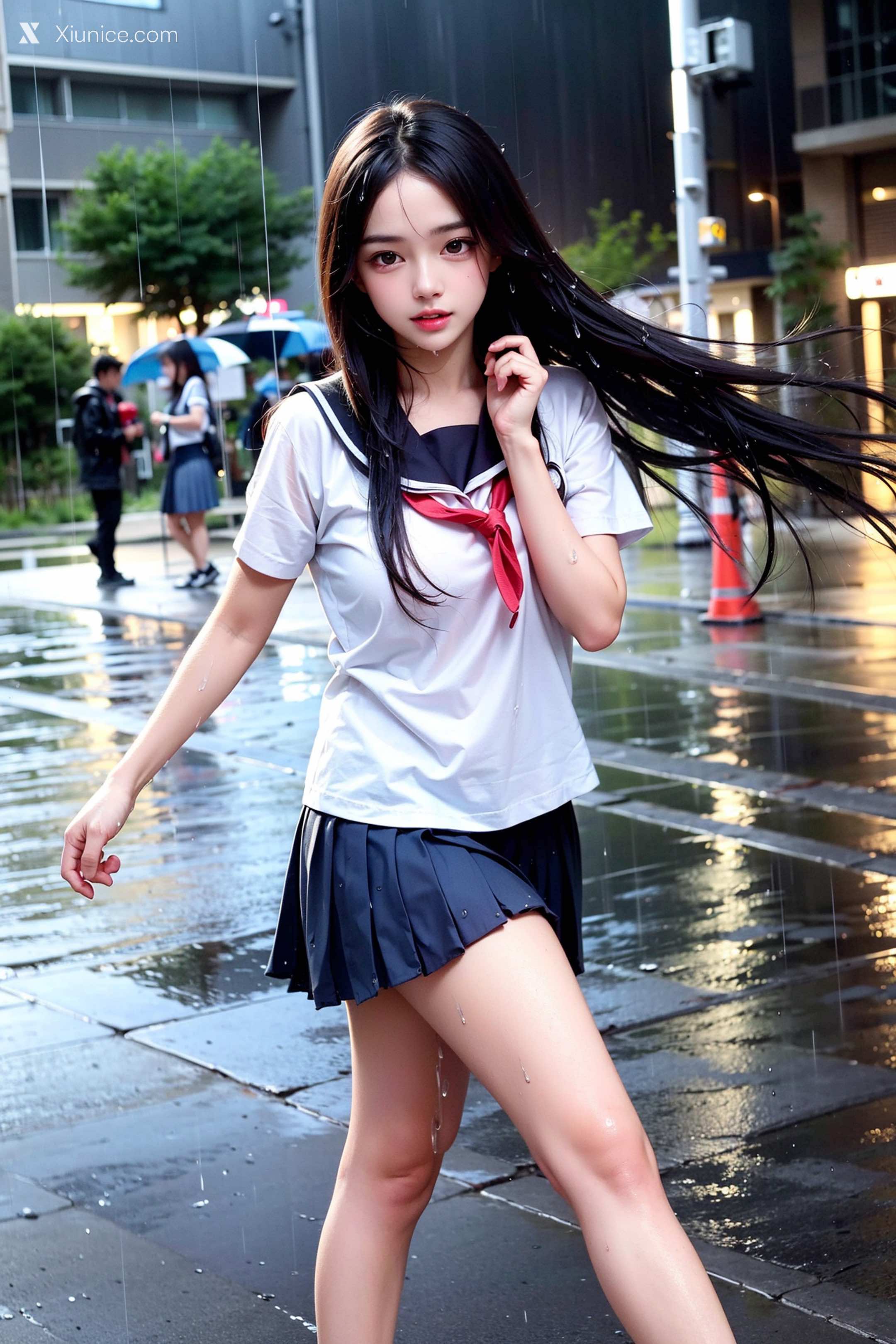Pixiv.雨中少女 14