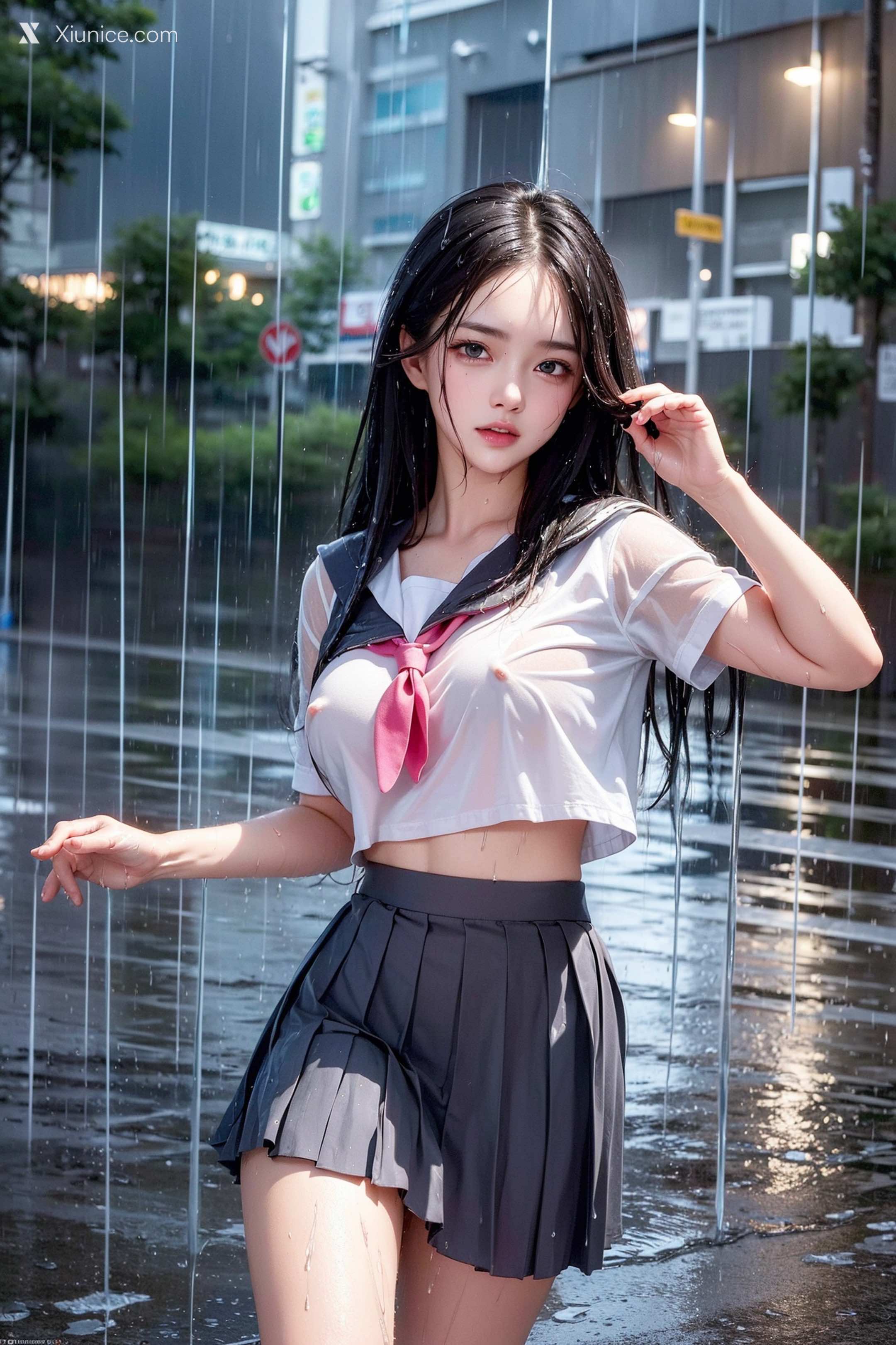 Pixiv.雨中少女 21