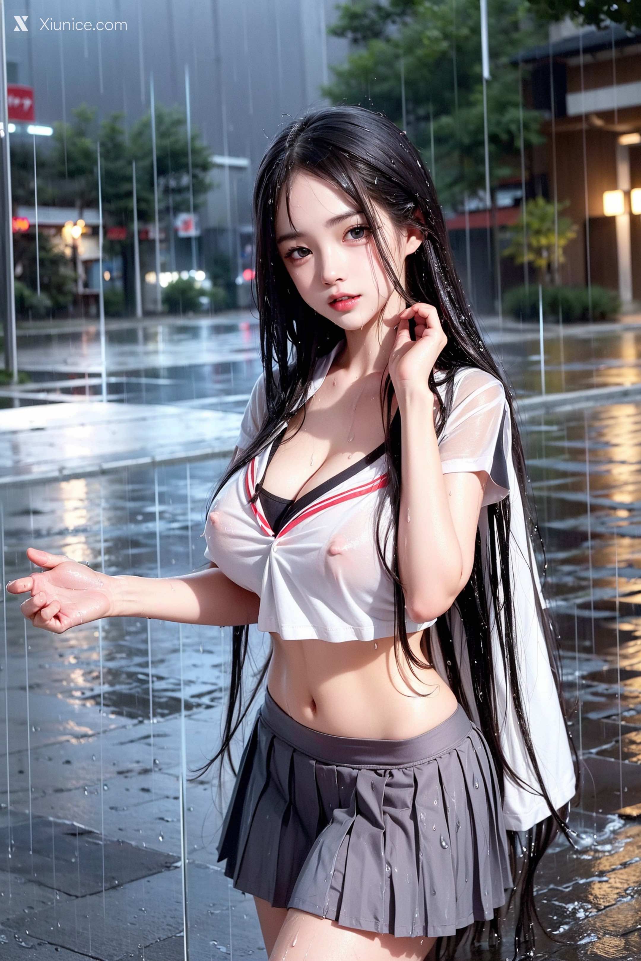 Pixiv.雨中少女 24