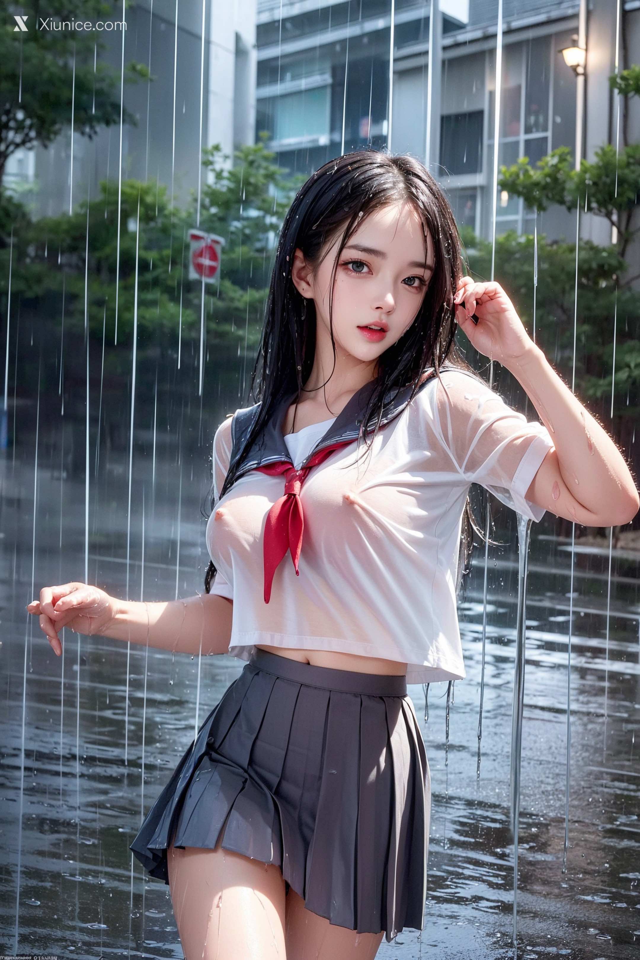 Pixiv.雨中少女 32
