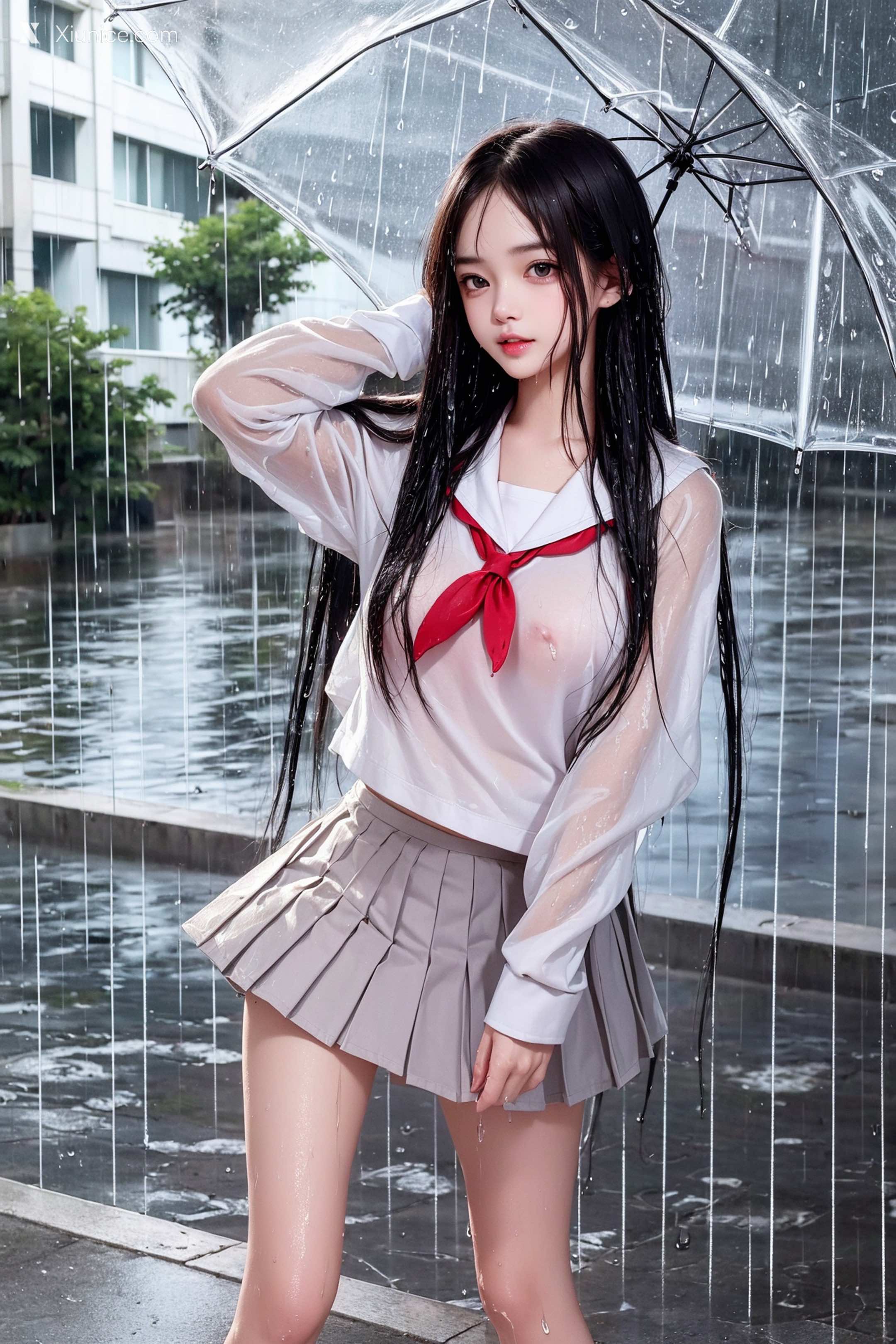 Pixiv.雨中少女 35