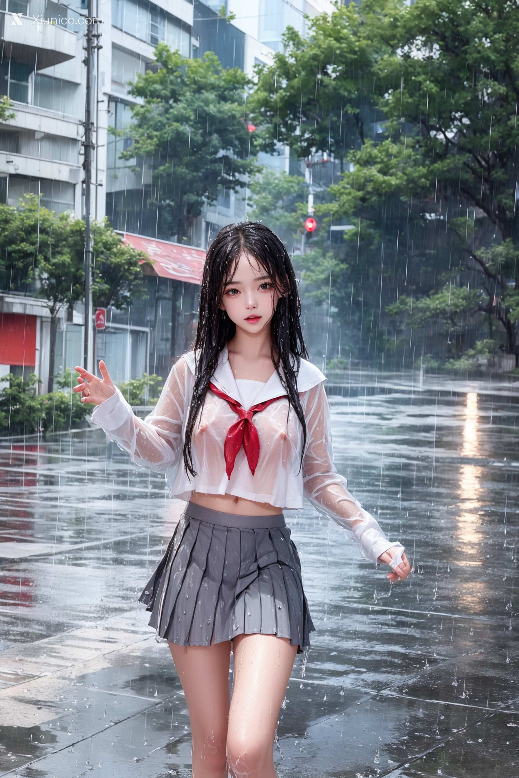 Pixiv.雨中少女 40