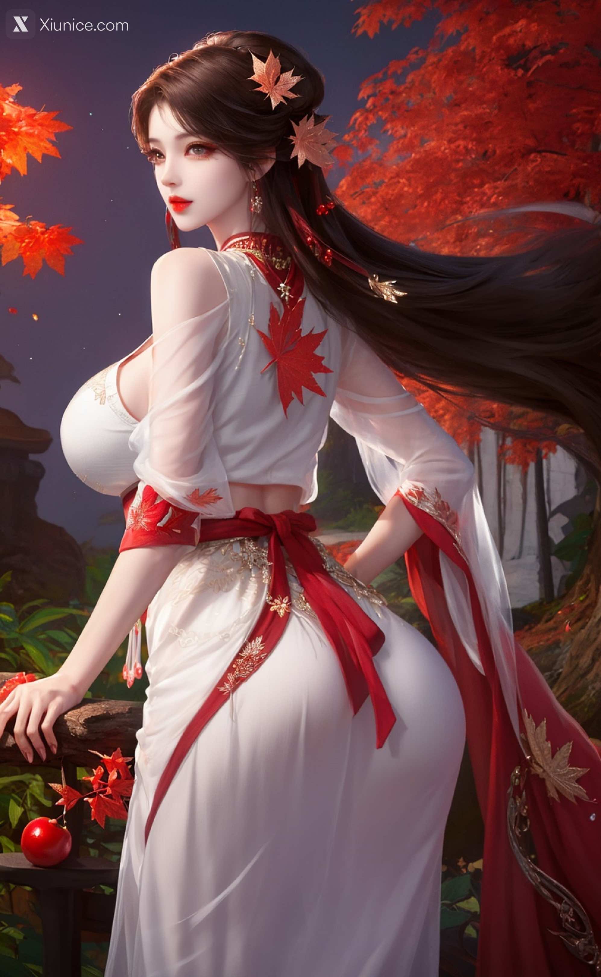 AI Girl Xiunice.com 完美世界 火灵儿 白纱睡衣 11