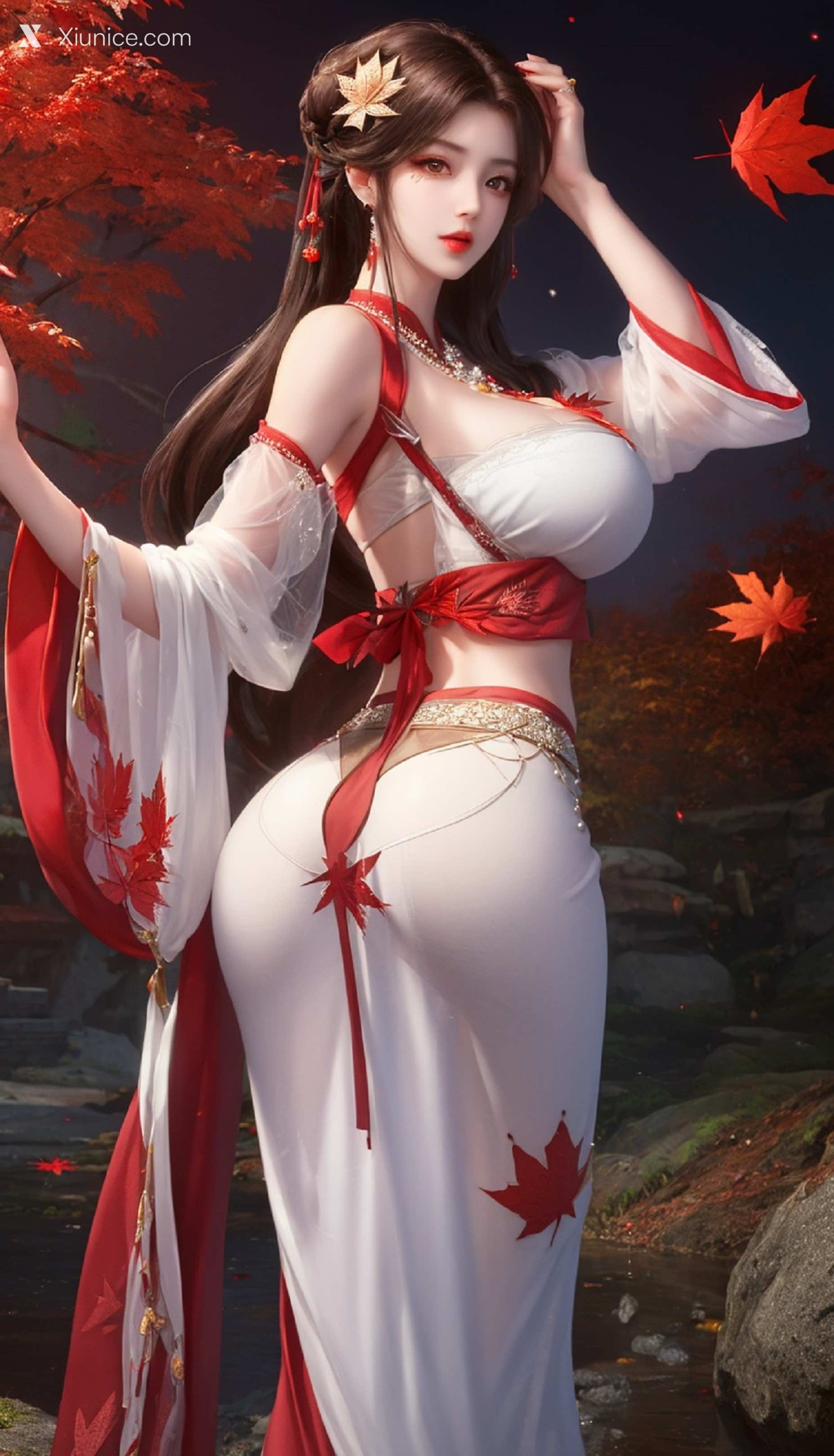 AI Girl Xiunice.com 完美世界 火灵儿 白纱睡衣 13