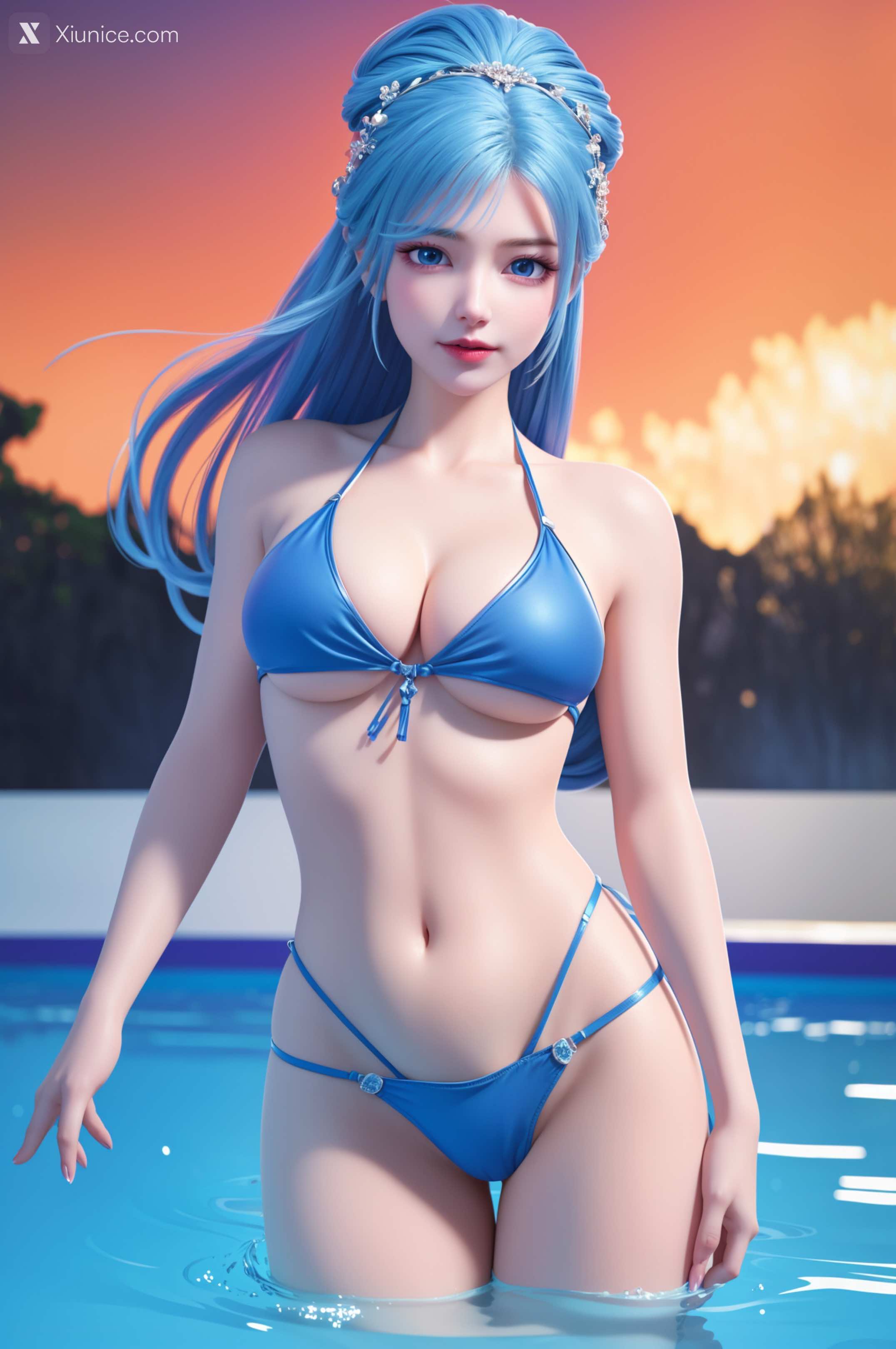 AI Girl Xiunice.com 我是大神仙 周紫雨 周紫雨 蓝色比基尼 10