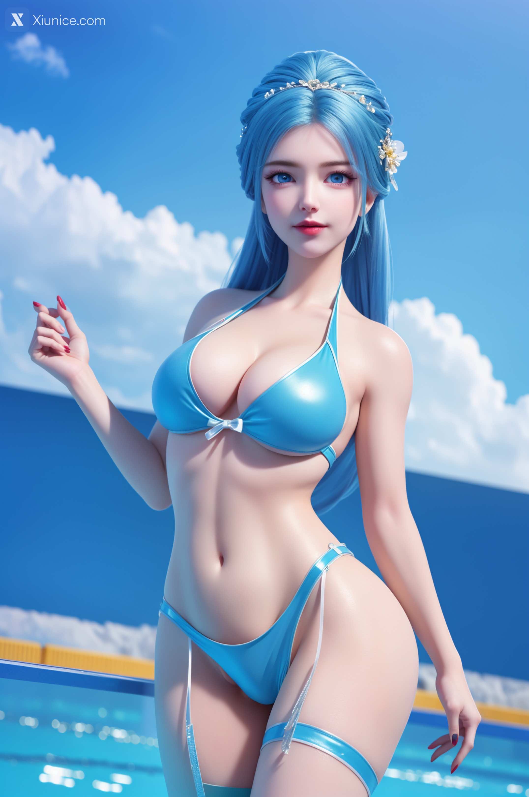 AI Girl Xiunice.com 我是大神仙 周紫雨 周紫雨 蓝色比基尼 11