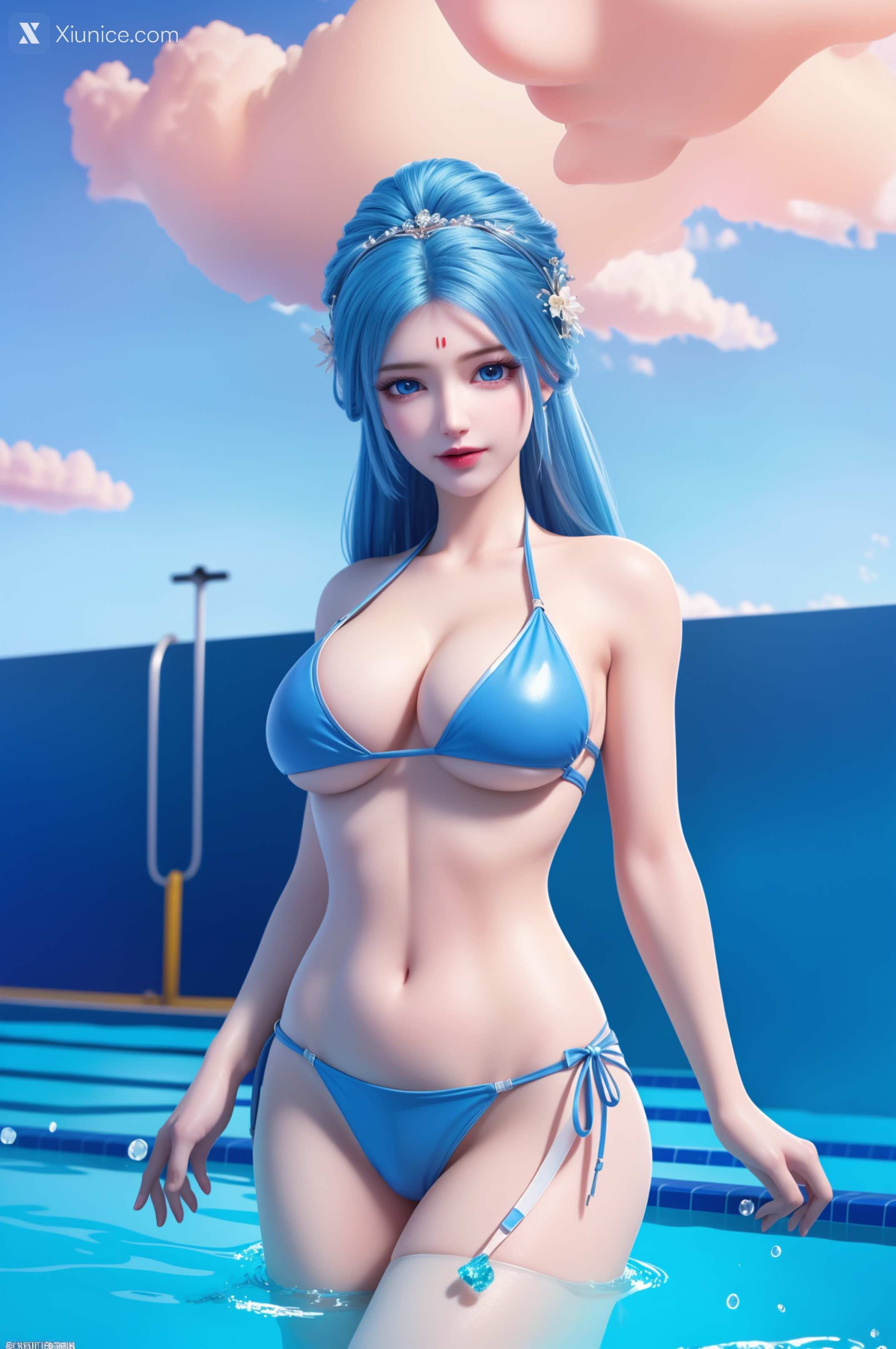 AI Girl Xiunice.com 我是大神仙 周紫雨 周紫雨 蓝色比基尼 14
