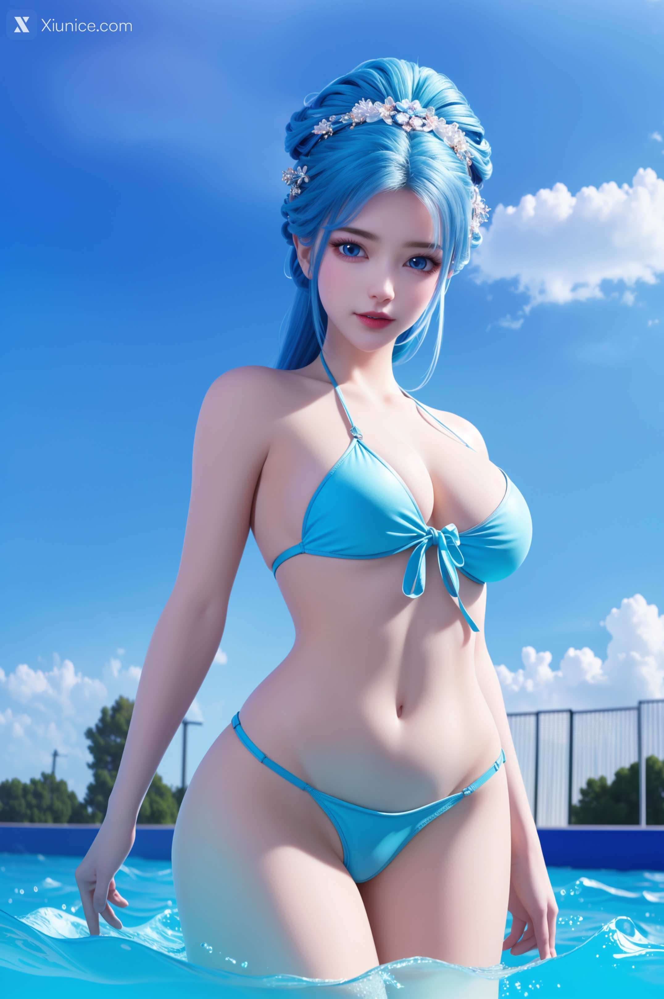 AI Girl Xiunice.com 我是大神仙 周紫雨 周紫雨 蓝色比基尼 21