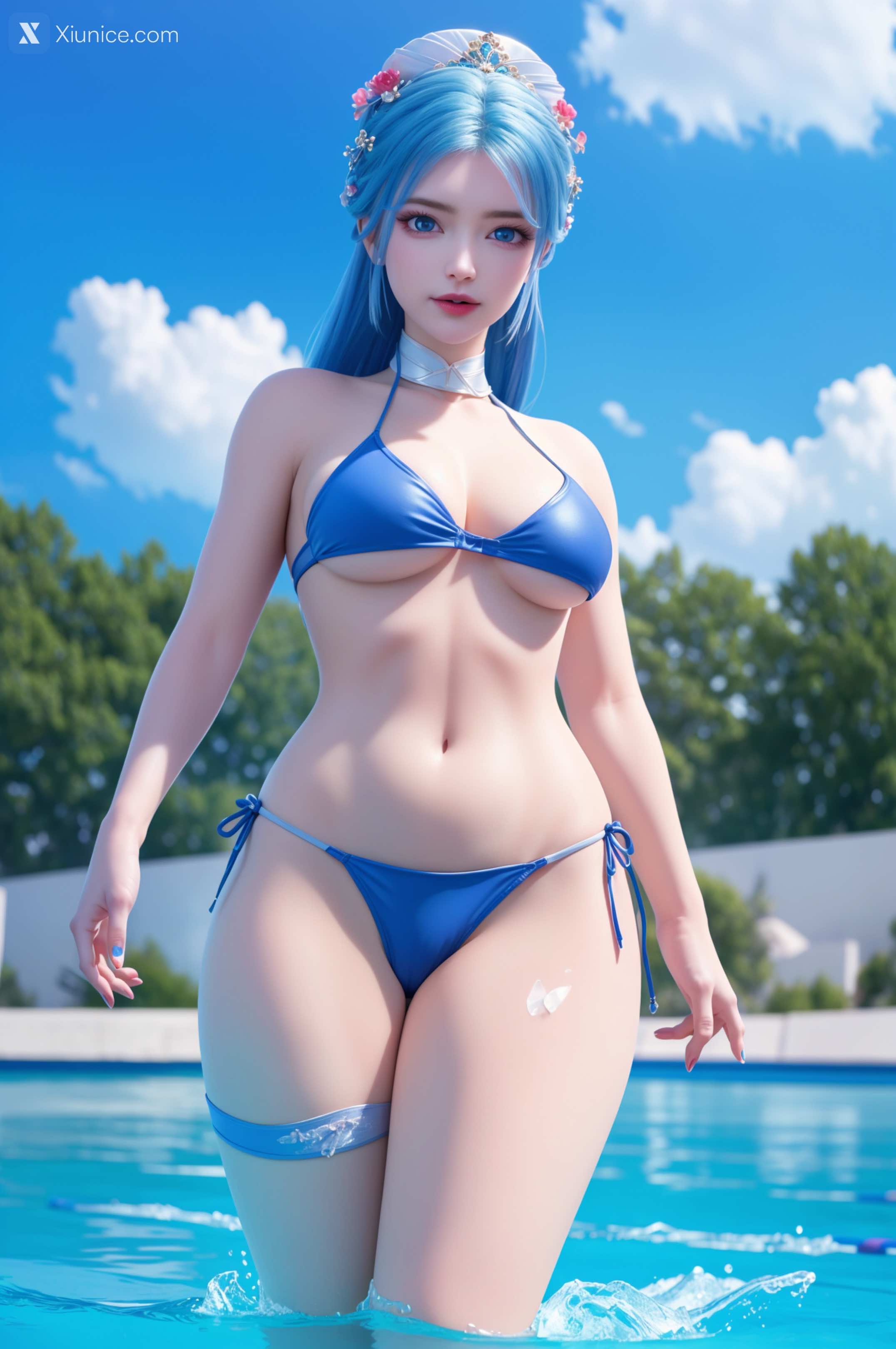 AI Girl Xiunice.com 我是大神仙 周紫雨 周紫雨 蓝色比基尼 24