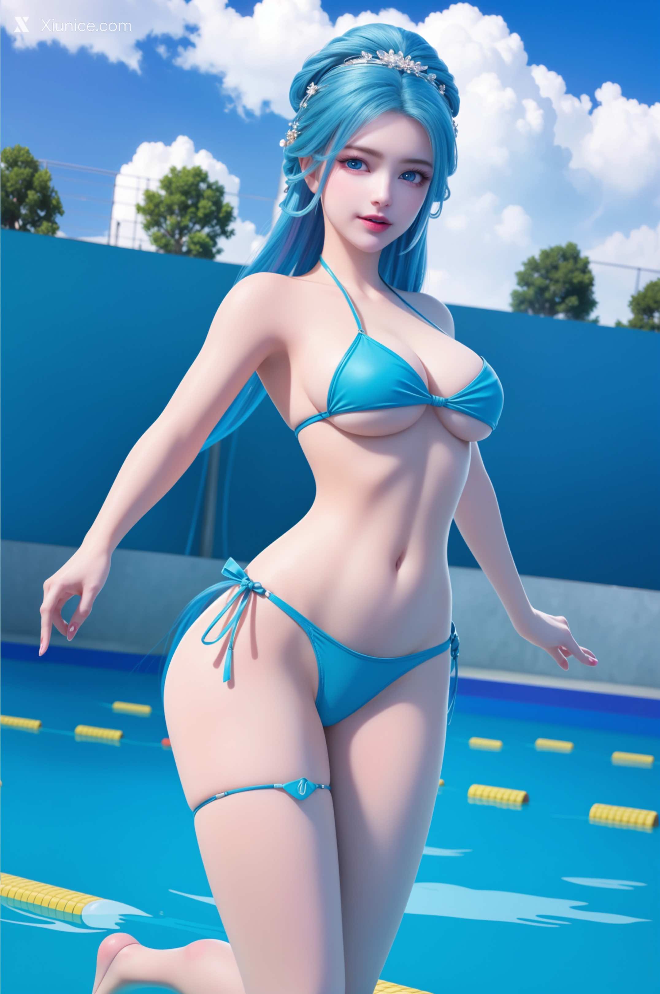 AI Girl Xiunice.com 我是大神仙 周紫雨 周紫雨 蓝色比基尼 27