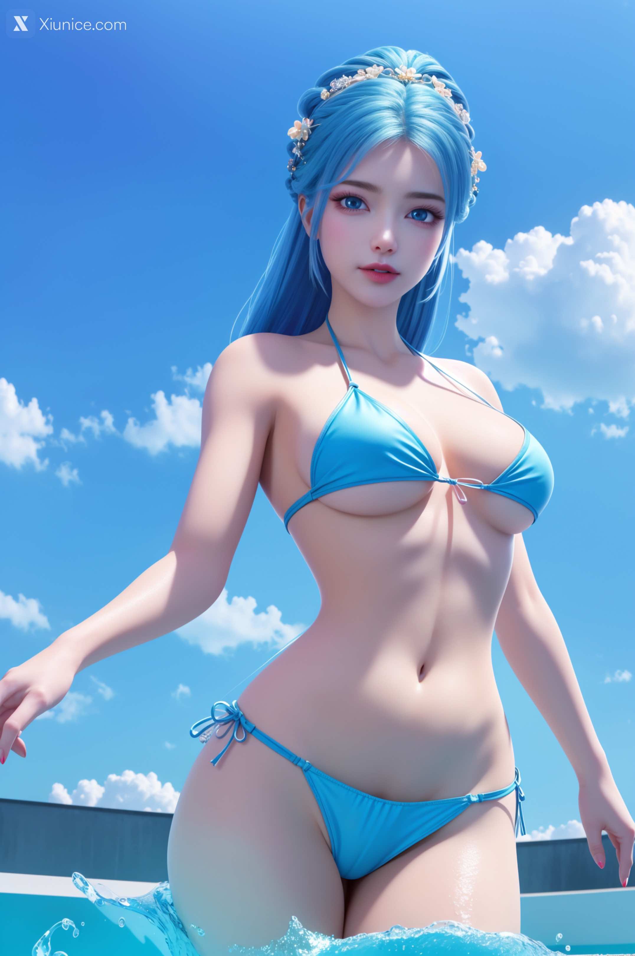 AI Girl Xiunice.com 我是大神仙 周紫雨 周紫雨 蓝色比基尼 28