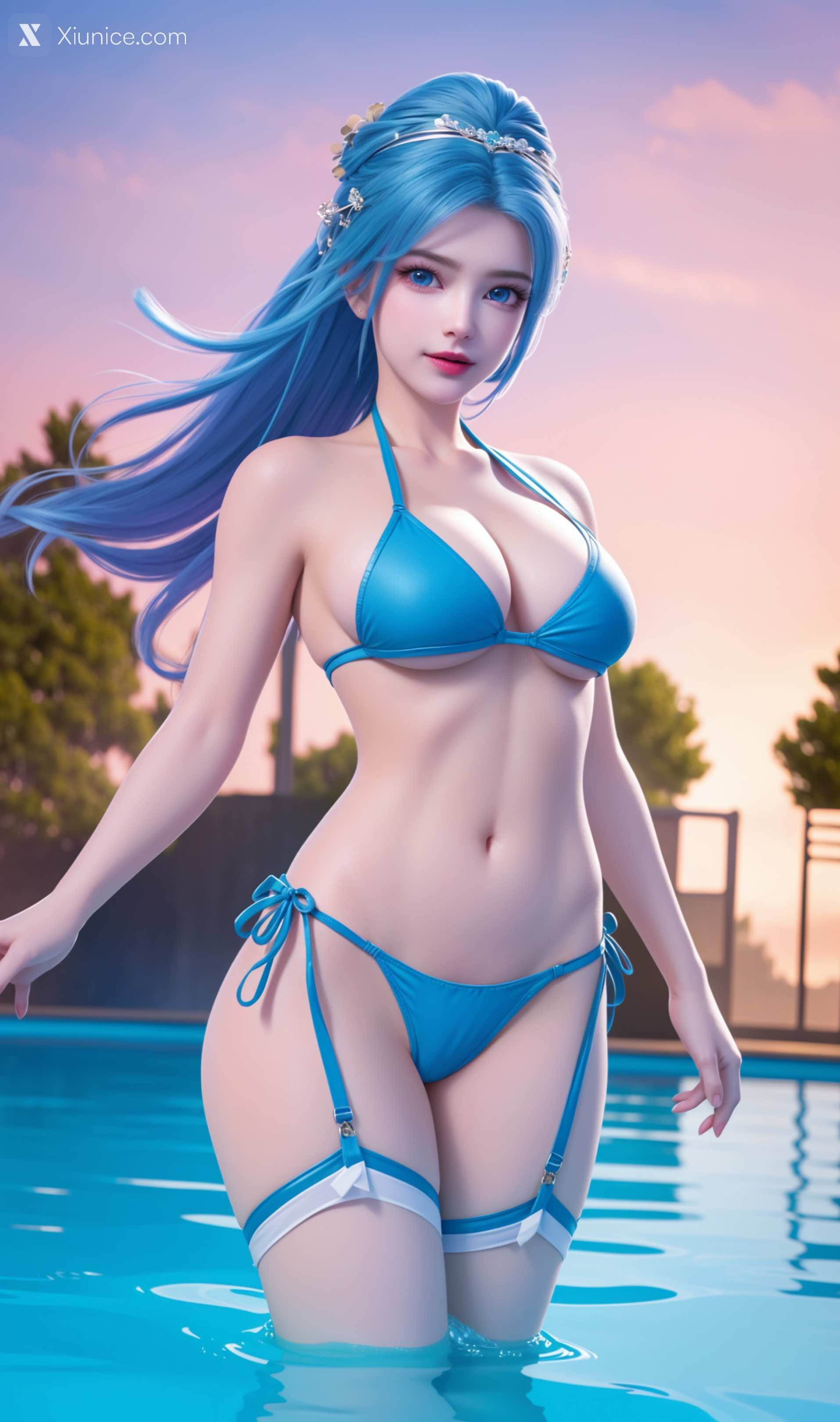 AI Girl Xiunice.com 我是大神仙 周紫雨 周紫雨 蓝色比基尼 29