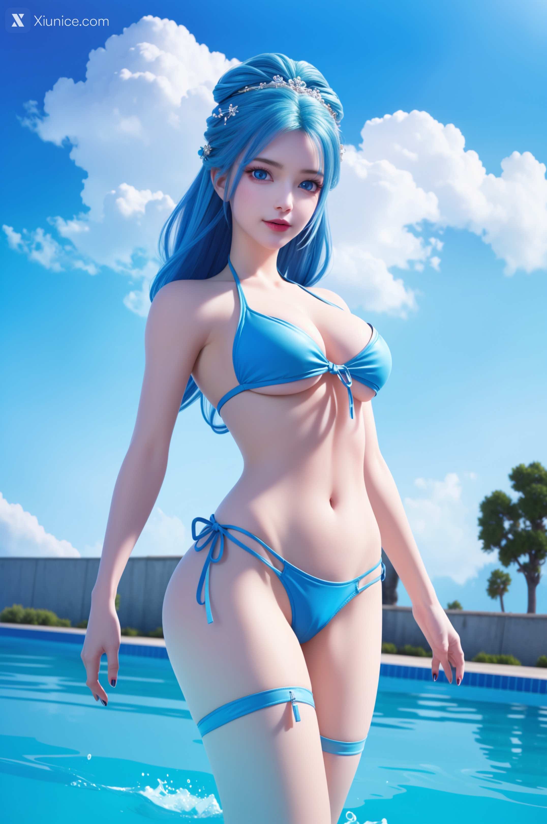 AI Girl Xiunice.com 我是大神仙 周紫雨 周紫雨 蓝色比基尼 36