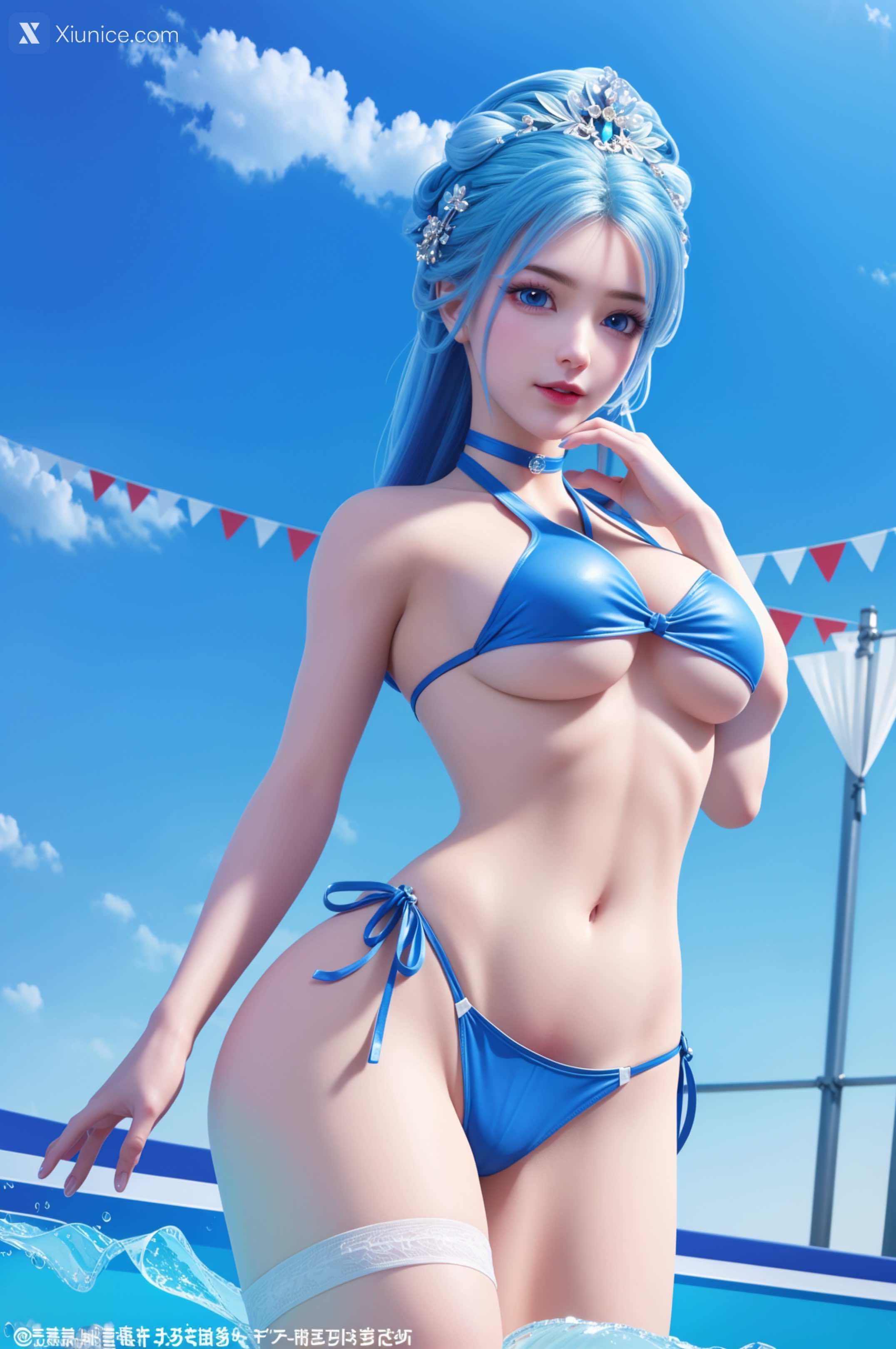 AI Girl Xiunice.com 我是大神仙 周紫雨 周紫雨 蓝色比基尼 38