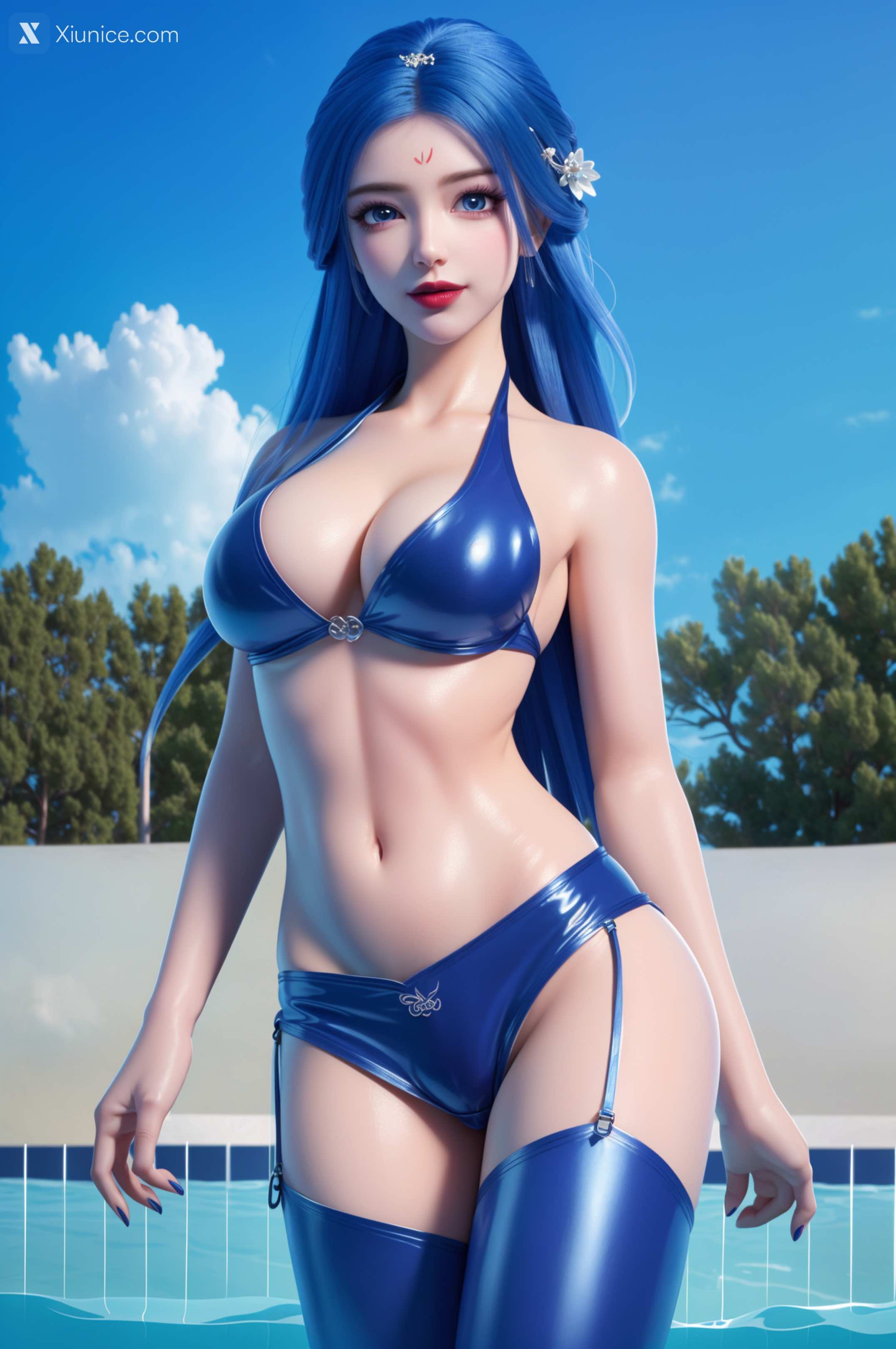 AI Girl Xiunice.com 我是大神仙 周紫雨 周紫雨 蓝色比基尼 4