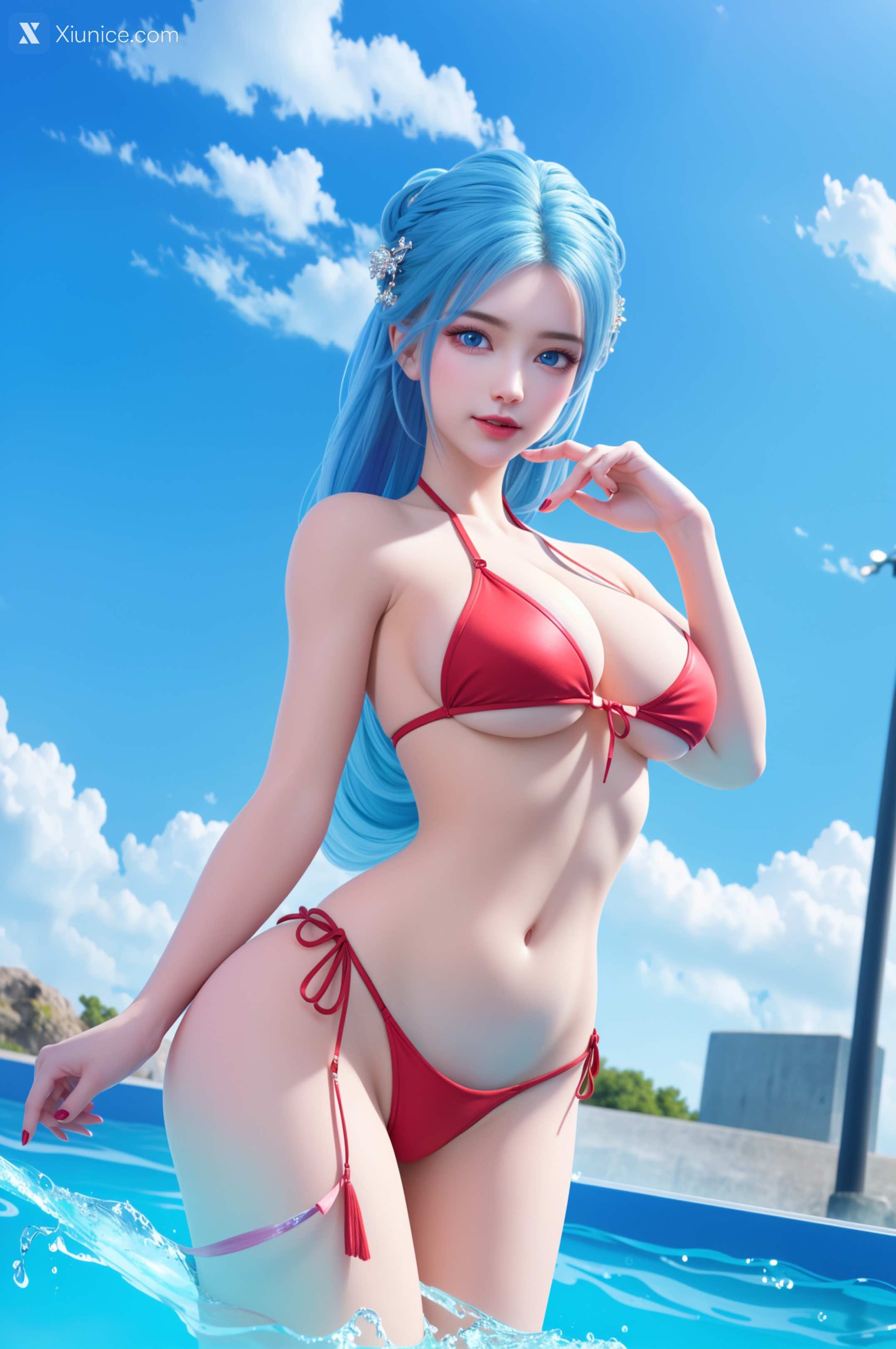 AI Girl Xiunice.com 我是大神仙 周紫雨 周紫雨 蓝色比基尼 41