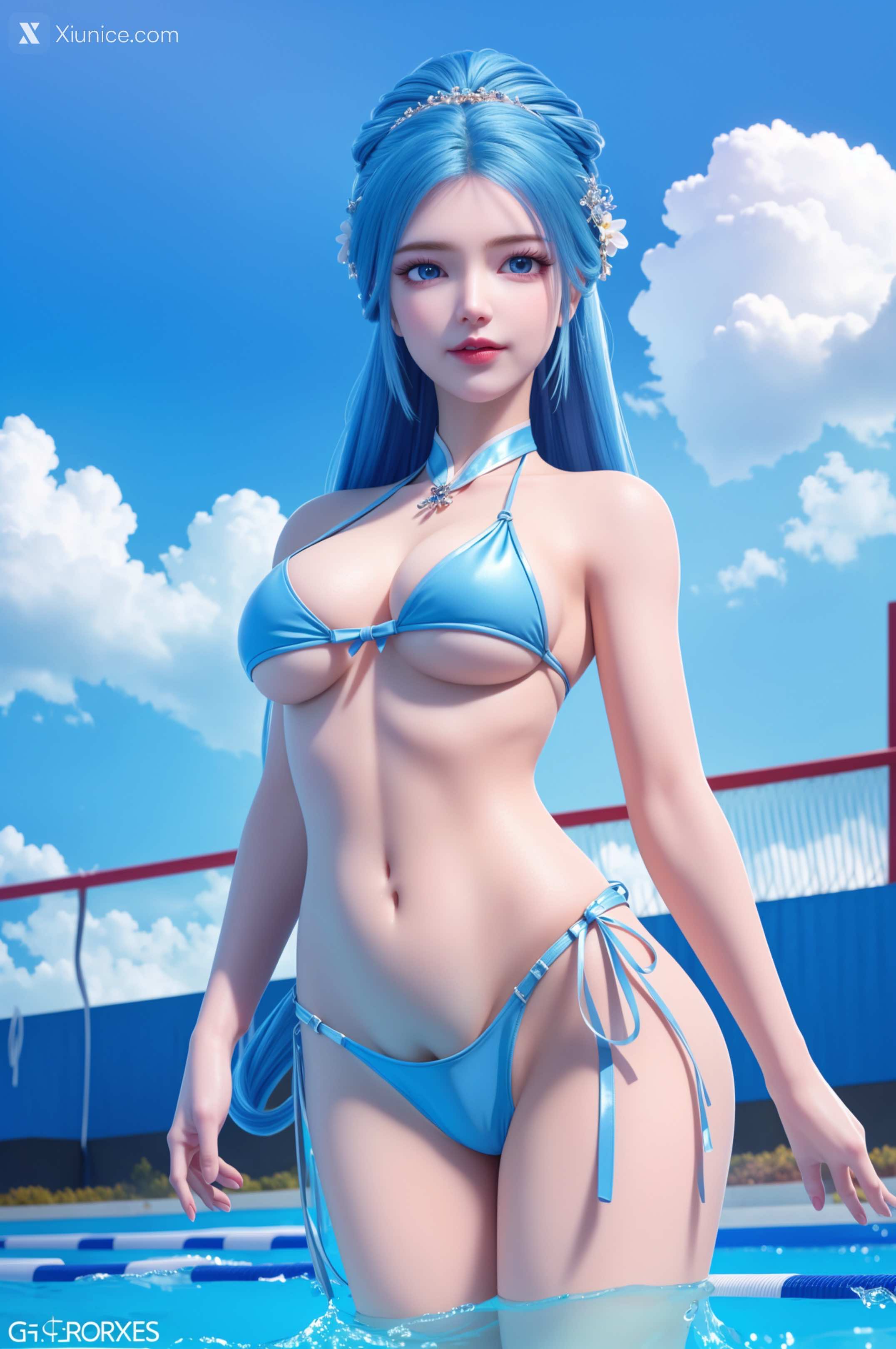 AI Girl Xiunice.com 我是大神仙 周紫雨 周紫雨 蓝色比基尼 42