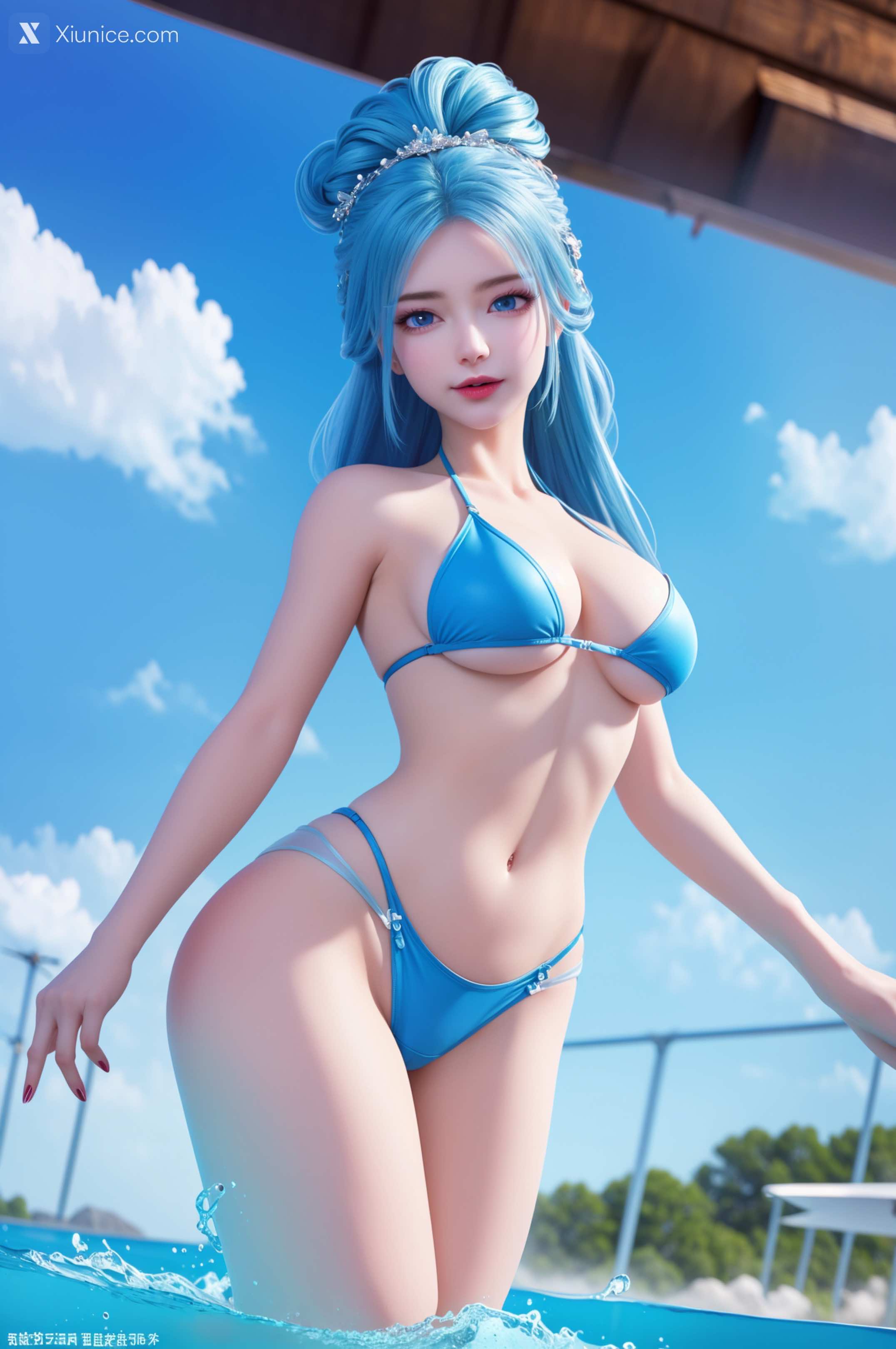AI Girl Xiunice.com 我是大神仙 周紫雨 周紫雨 蓝色比基尼 45