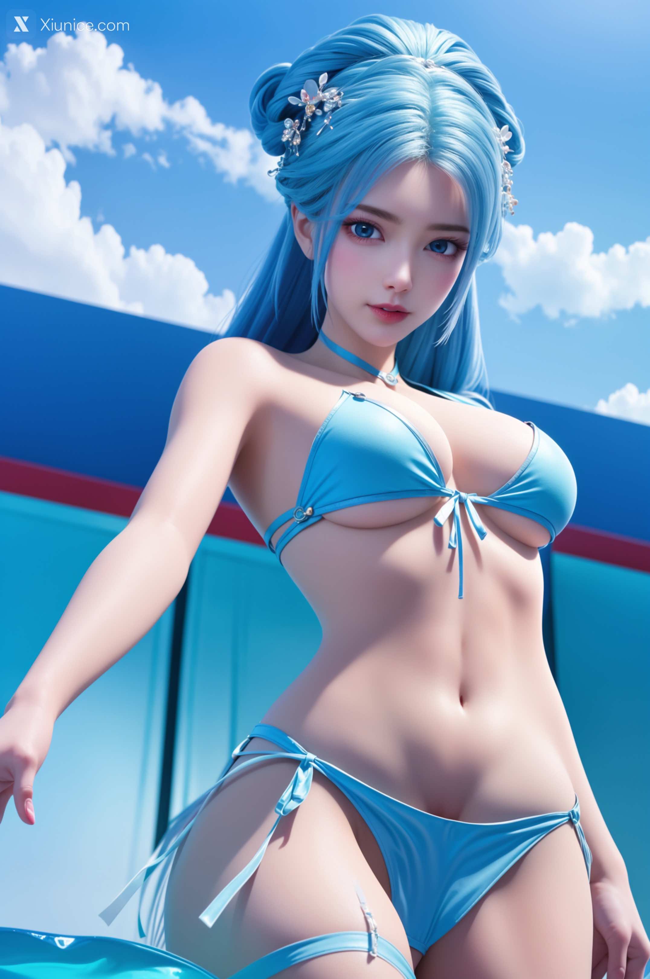 AI Girl Xiunice.com 我是大神仙 周紫雨 周紫雨 蓝色比基尼 47