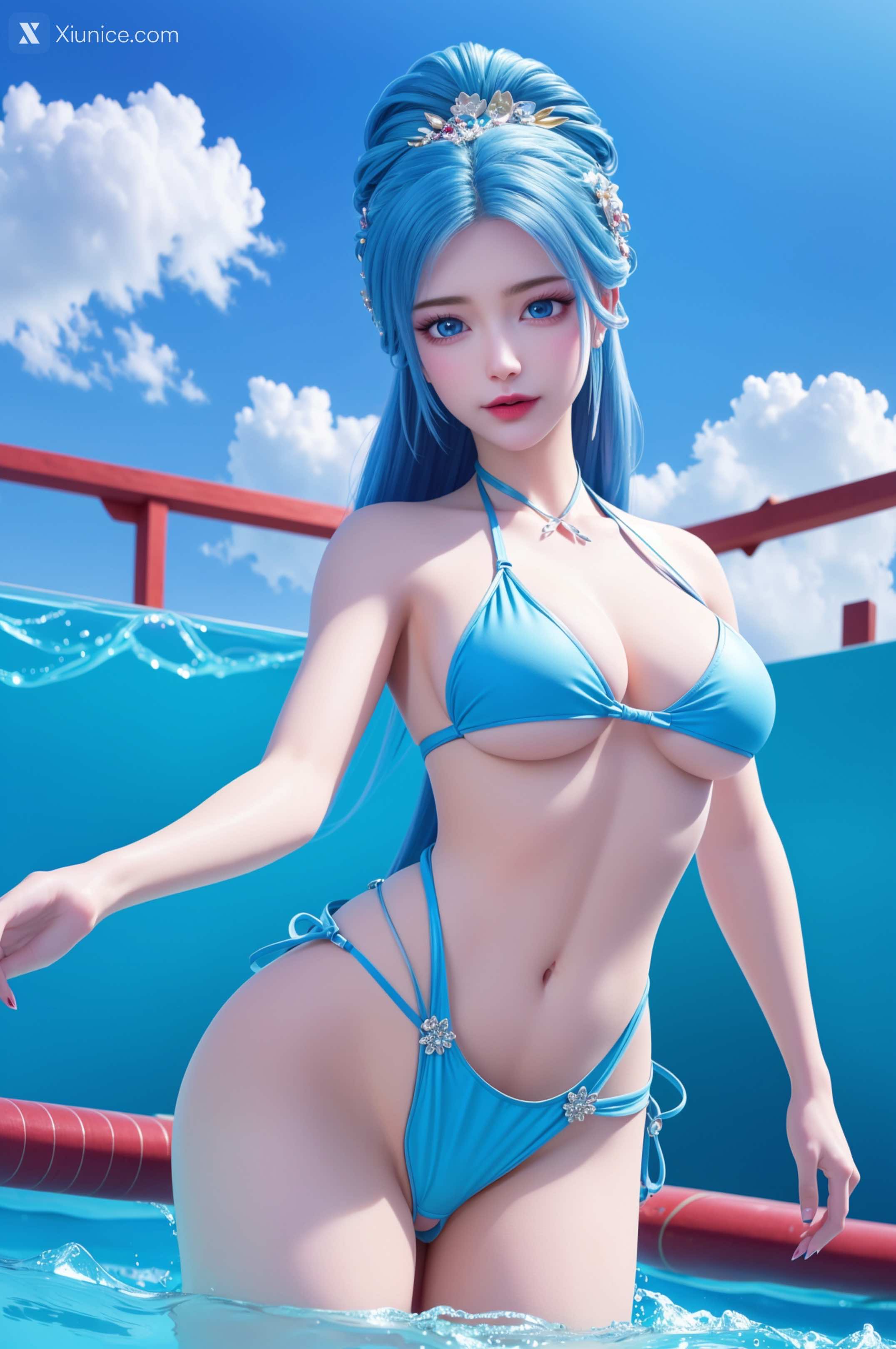 AI Girl Xiunice.com 我是大神仙 周紫雨 周紫雨 蓝色比基尼 49