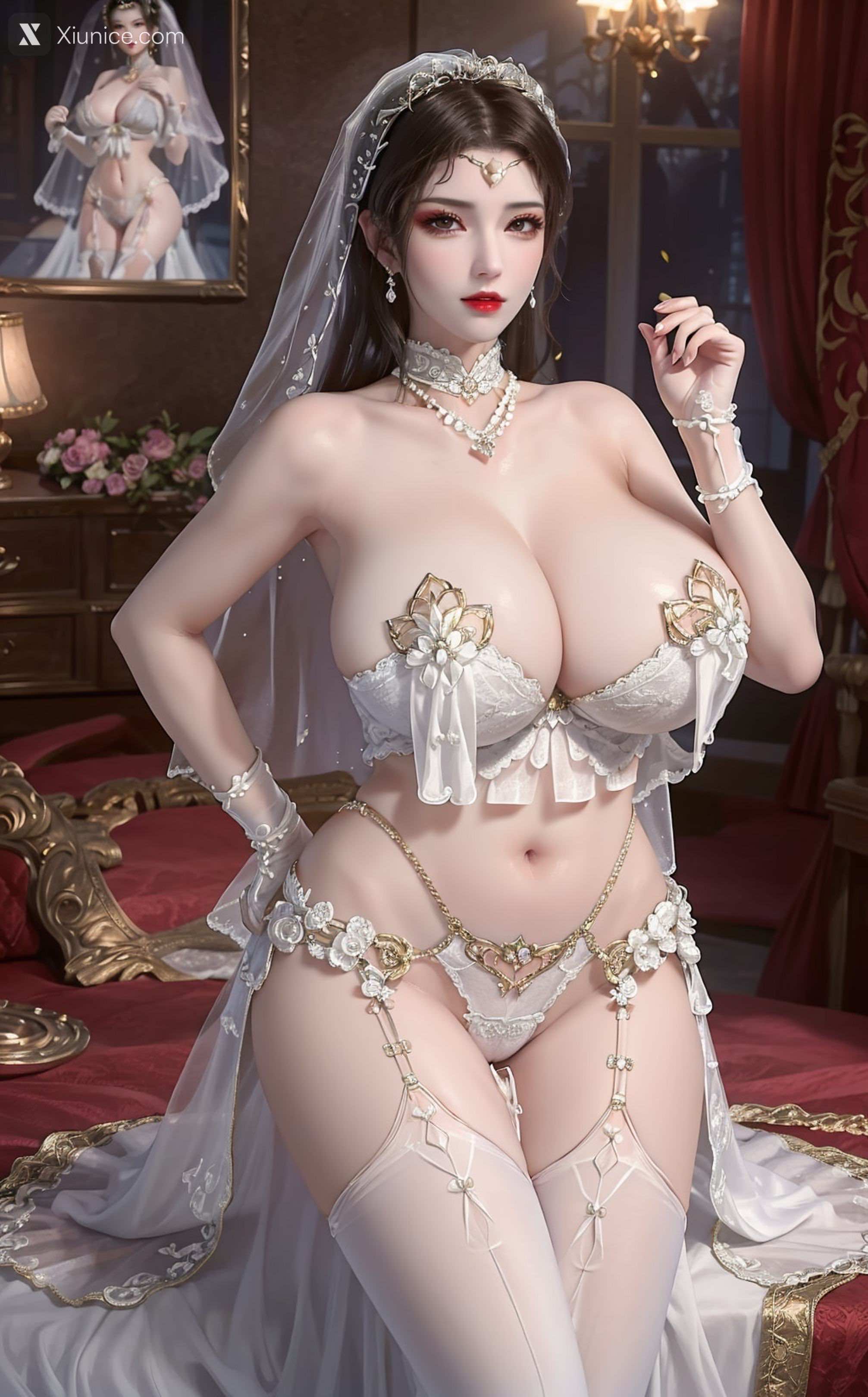 AI Girl Xiunice.com 斗破苍穹 美杜莎 白丝婚纱巨汝 11