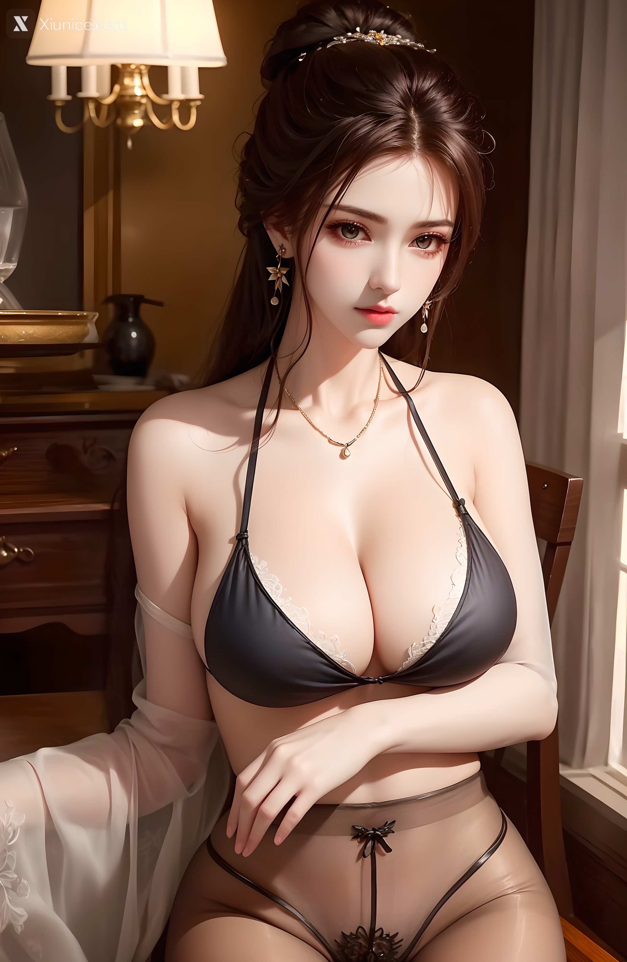 AI Girl Xiunice.com 绫清竹 拦腰细腻黑丝 21