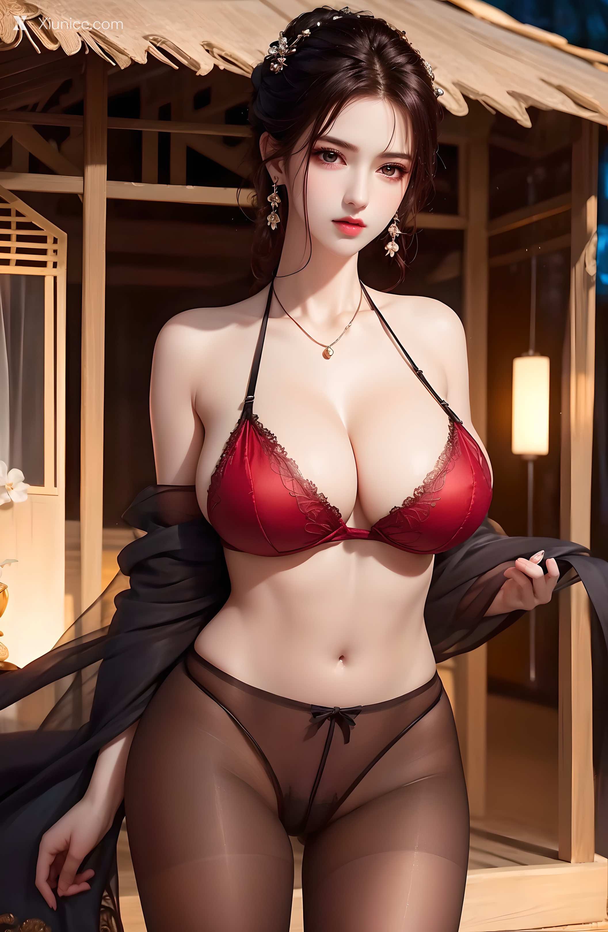 AI Girl Xiunice.com 绫清竹 拦腰细腻黑丝 33