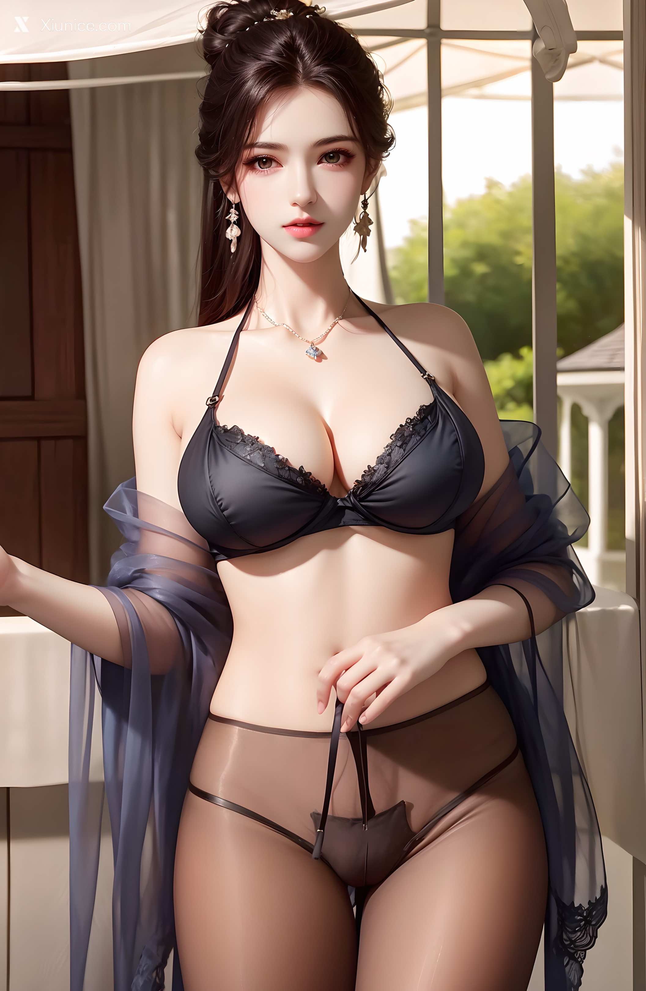 AI Girl Xiunice.com 绫清竹 拦腰细腻黑丝 6