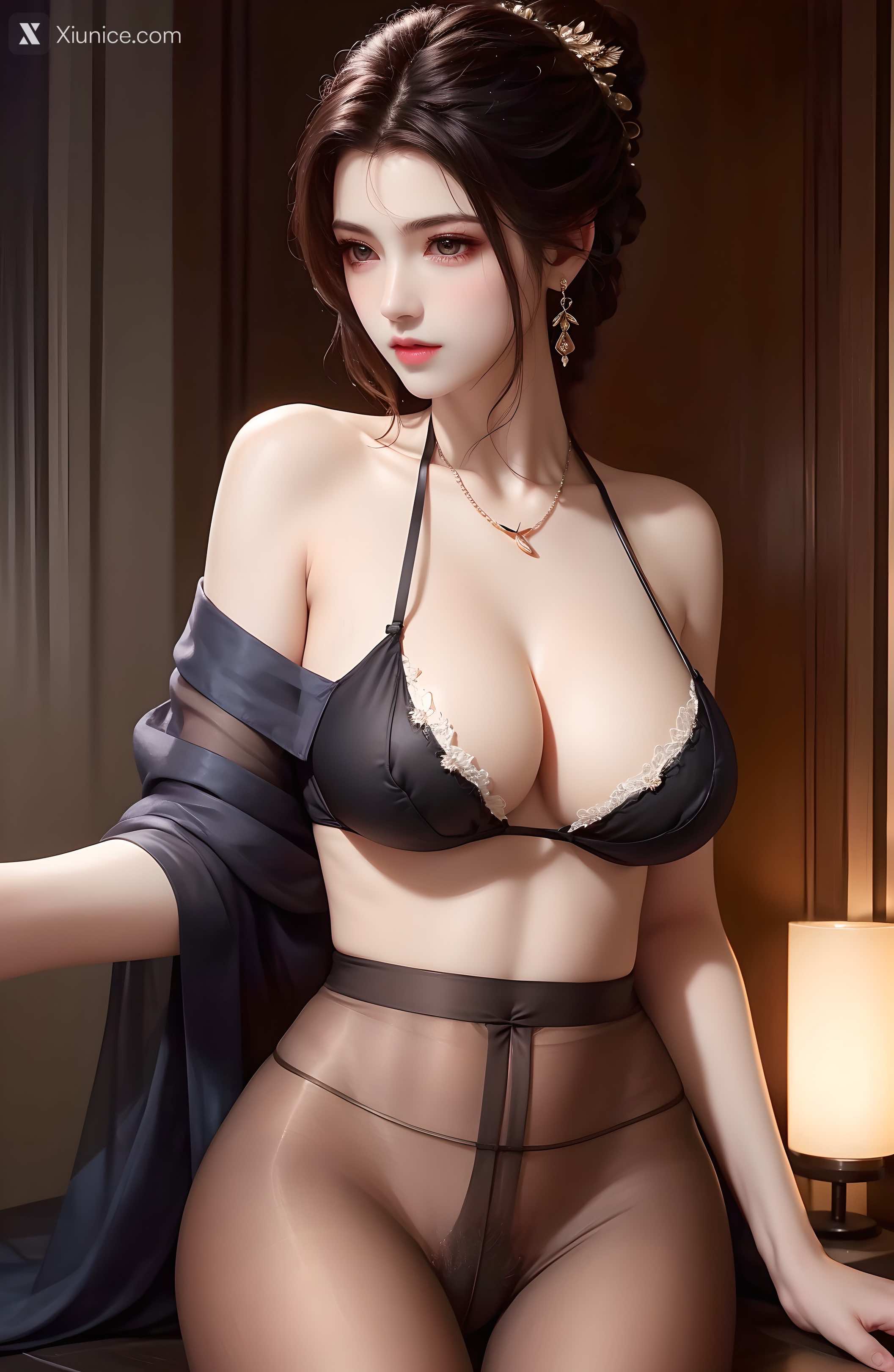 AI Girl Xiunice.com 绫清竹 拦腰细腻黑丝 63