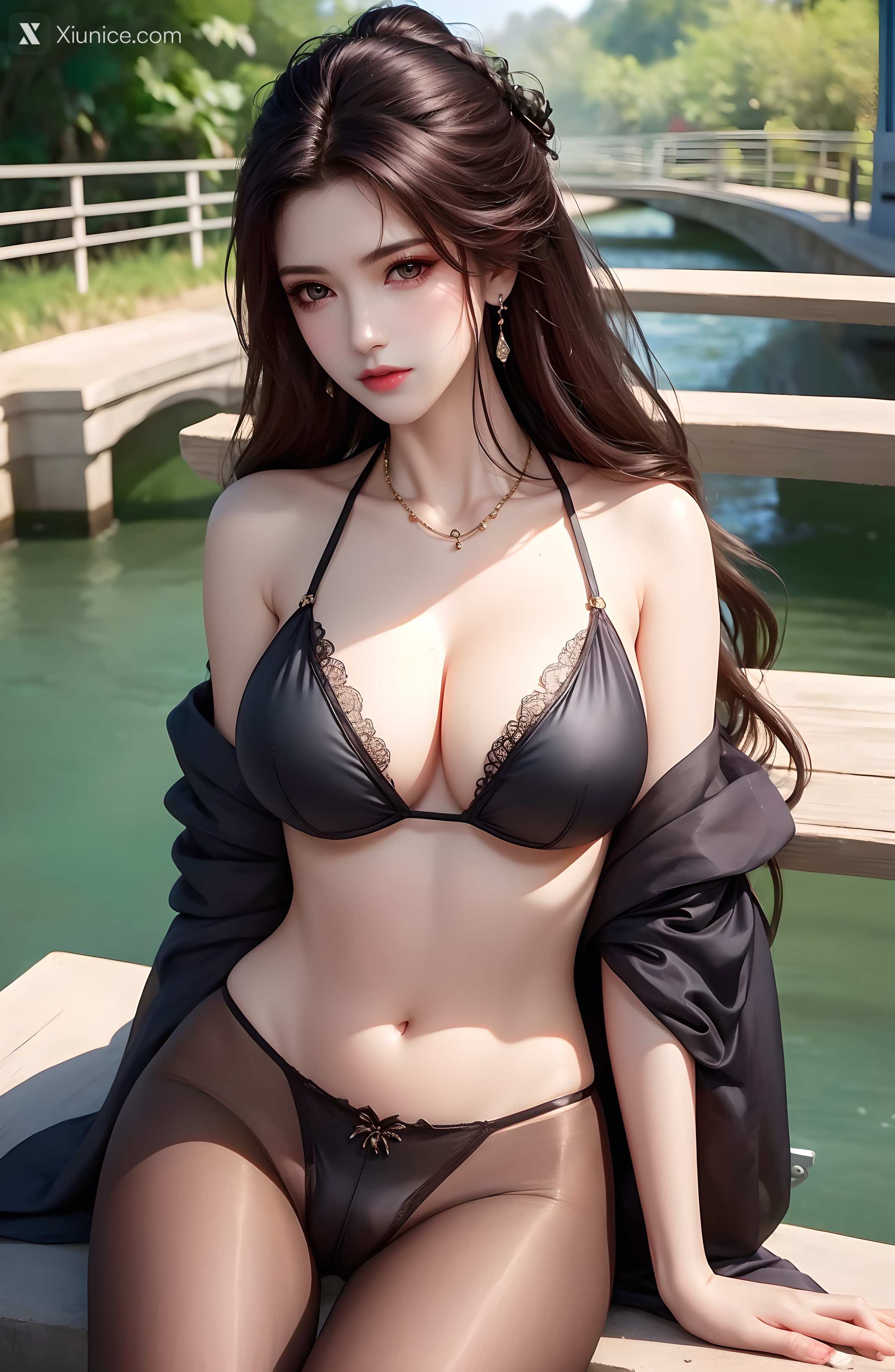 AI Girl Xiunice.com 绫清竹 拦腰细腻黑丝 82