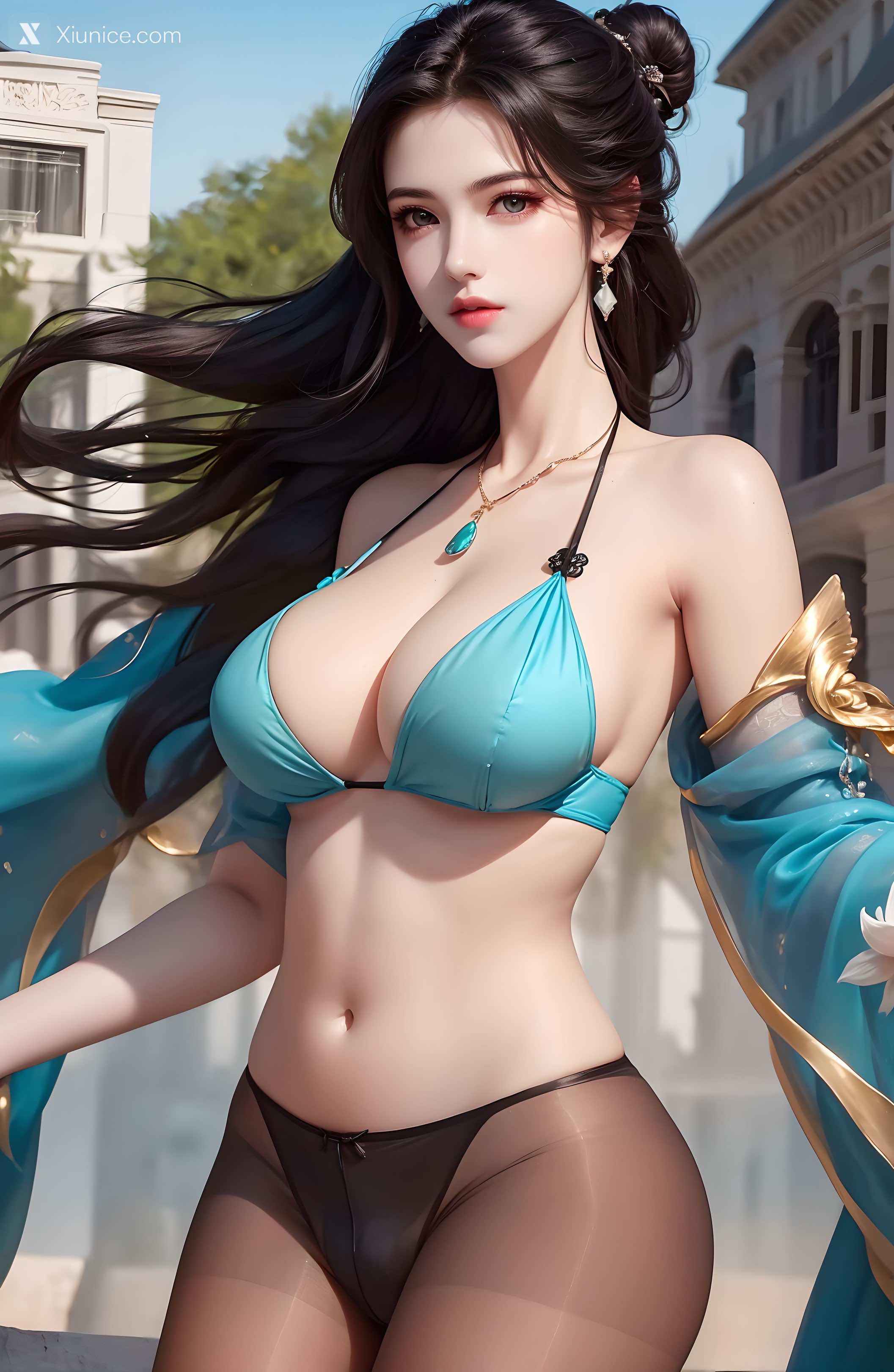 AI Girl Xiunice.com 绫清竹 拦腰细腻黑丝 90