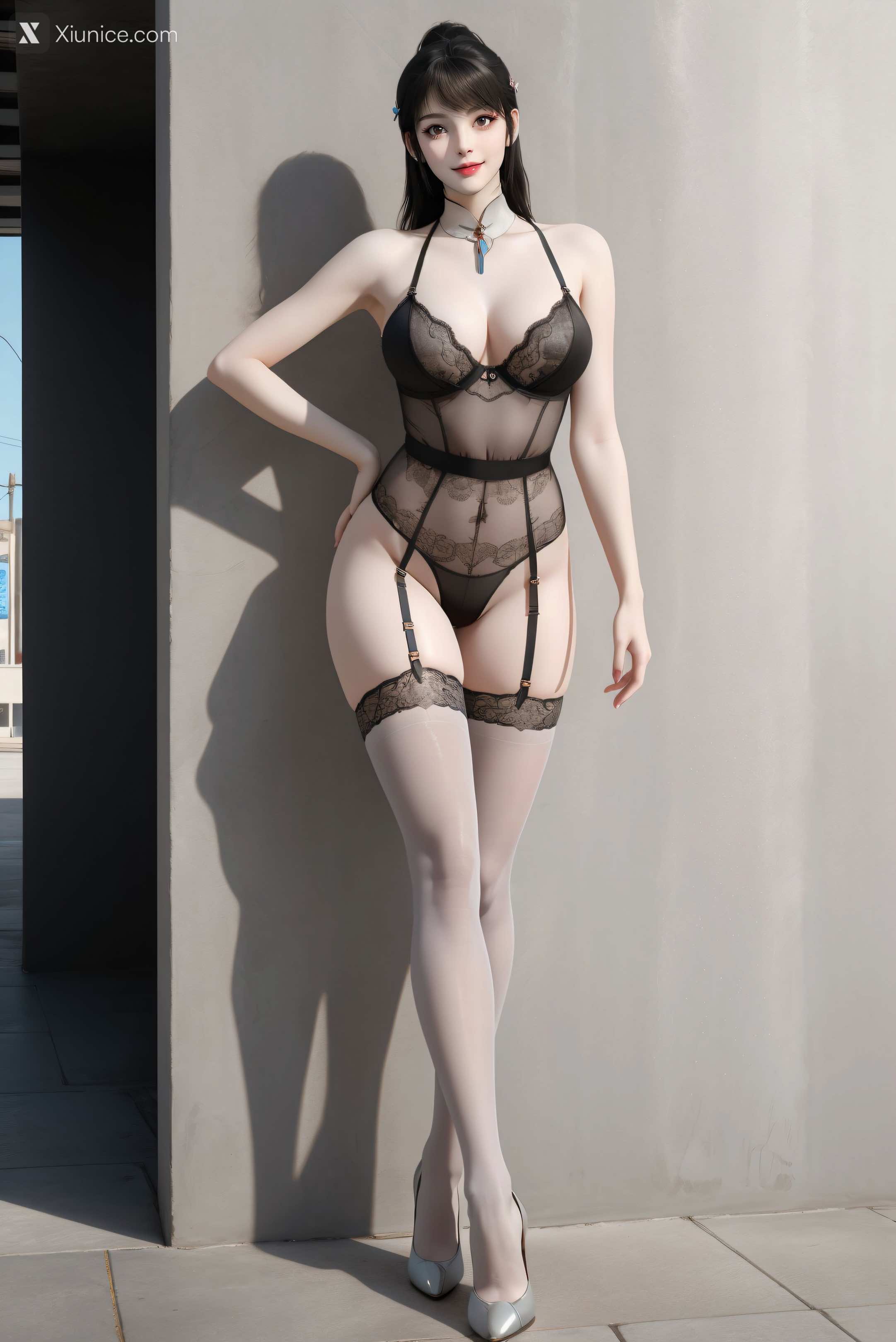 AI Girl Xiunice.com 逆天邪神 楚月婵 蓝雪若 茉莉 小姑妈 蓝雪若 黑白蕾丝 17