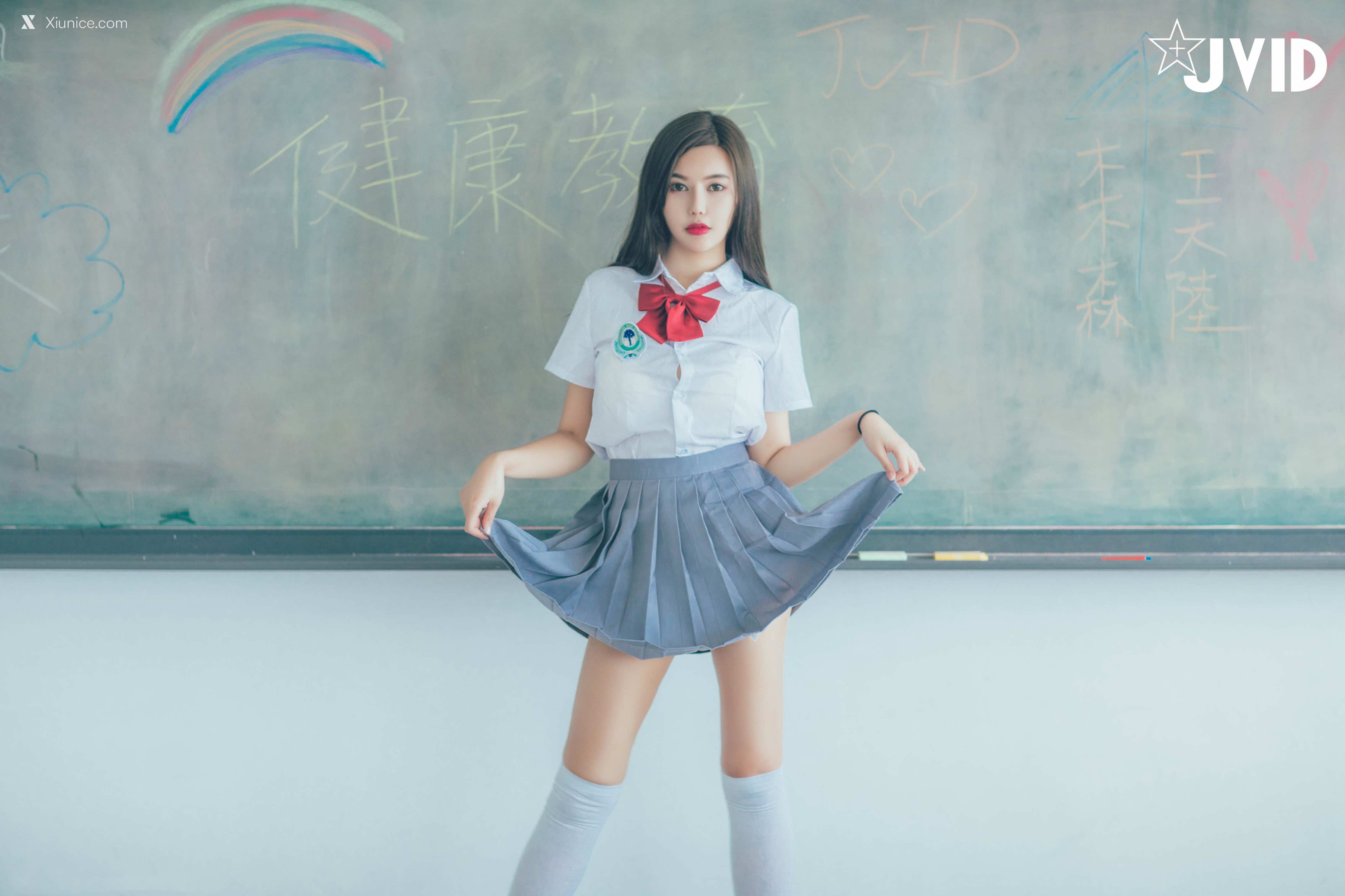 JVID 木木森 直擊教室没人 放課後特别授課，美巨乳の健康教育 全裸性感誘惑5
