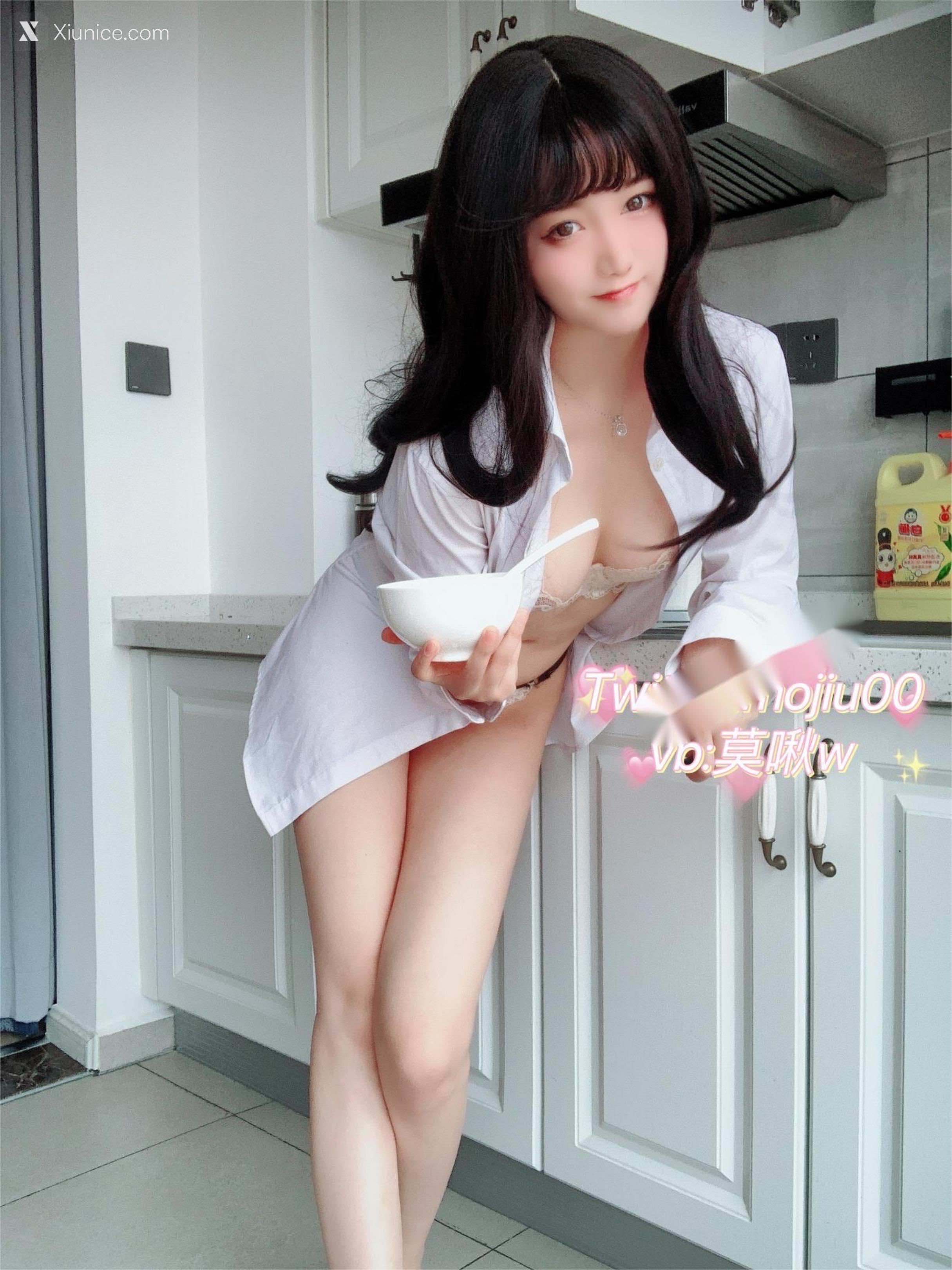 小青茗 露脸定制白色衬衫11